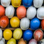 collection of construction safety helmet