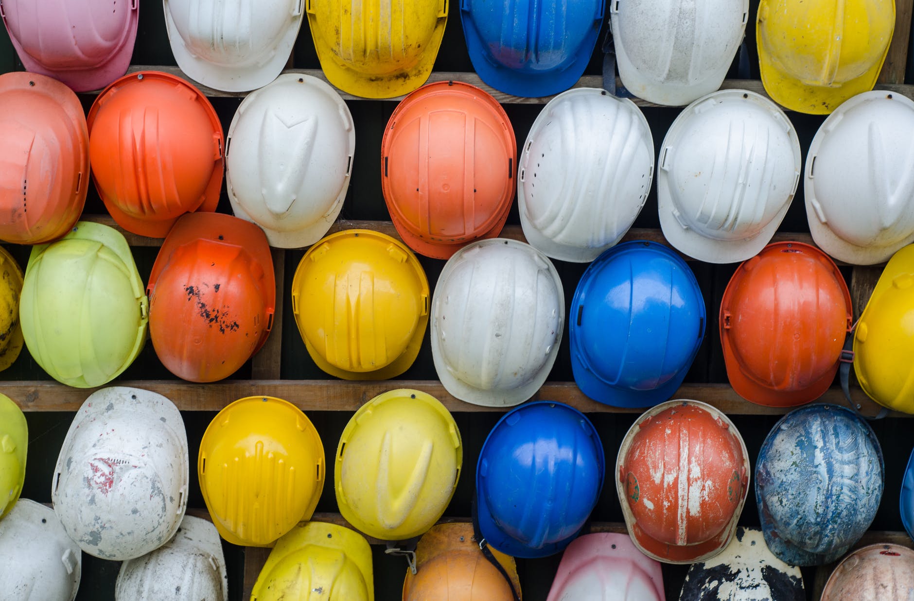 collection of construction safety helmet